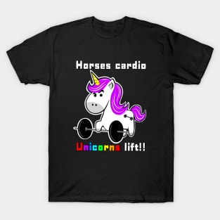 Barbell Unicorn, fitness funny, gym girl T-Shirt